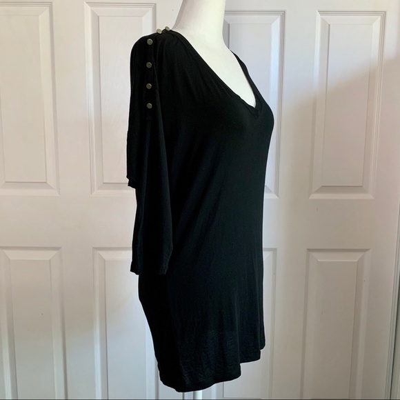 Gap Black Drop Sleeve Tunic Top w/ Button Shoulder - Picture 1 of 9